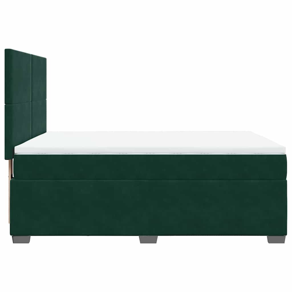 Giroletto a Molle con Materasso Verde Scuro 140x200 cm Velluto | homemem39
