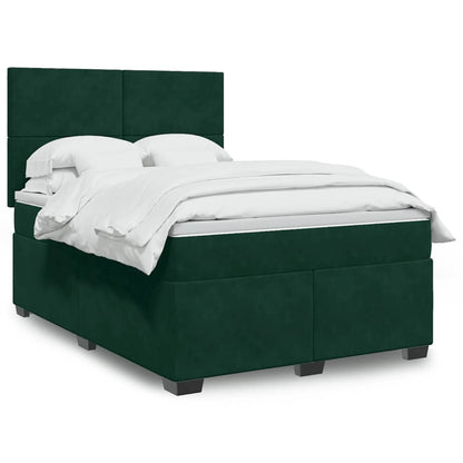 Giroletto a Molle con Materasso Verde Scuro 140x200 cm Velluto | homemem39