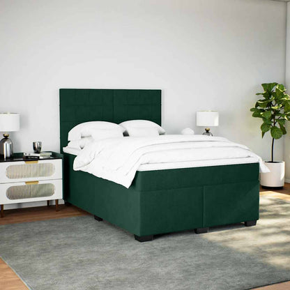 Giroletto a Molle con Materasso Verde Scuro 140x200 cm Velluto | homemem39