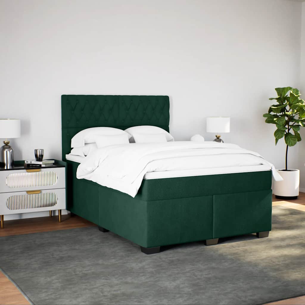 Giroletto a Molle con Materasso Verde Scuro 140x200 cm Velluto | homemem39