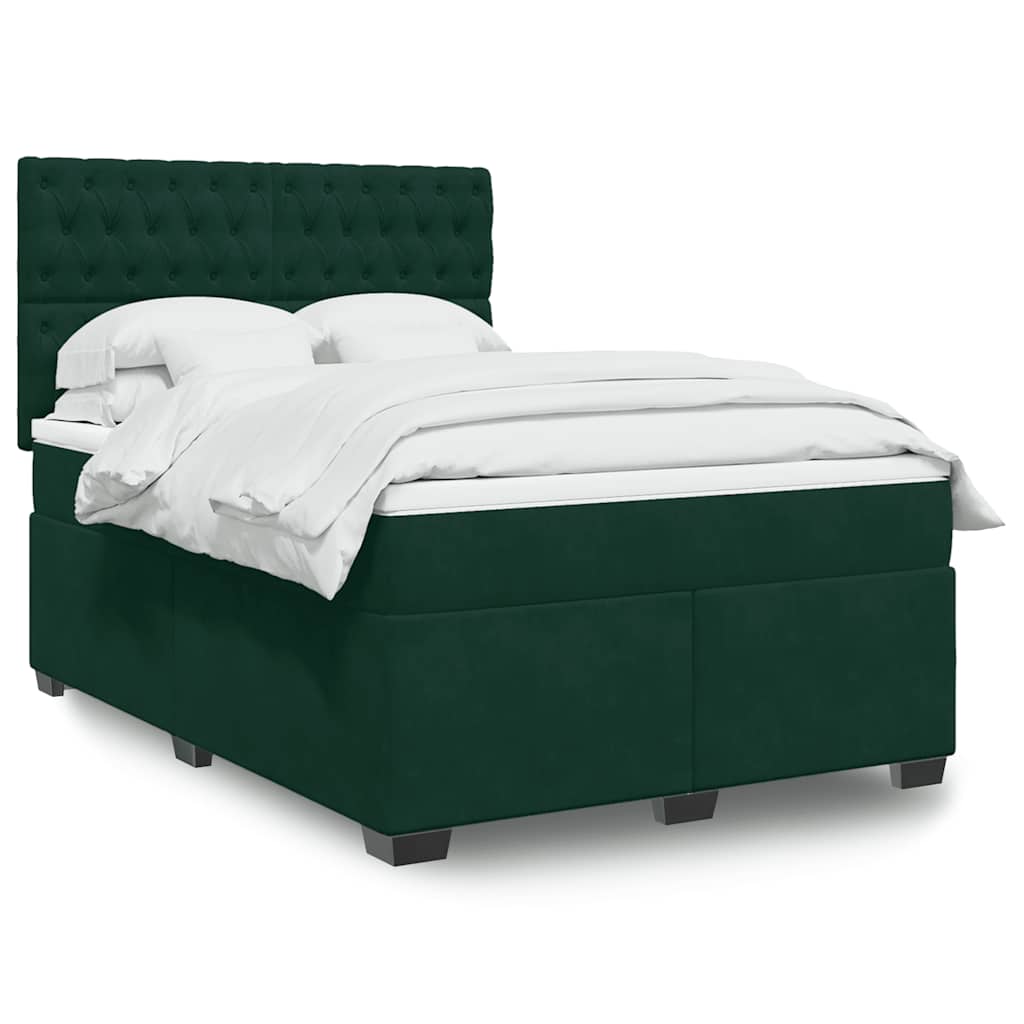 Giroletto a Molle con Materasso Verde Scuro 140x200 cm Velluto | homemem39
