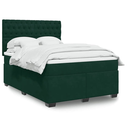 Giroletto a Molle con Materasso Verde Scuro 140x200 cm Velluto | homemem39