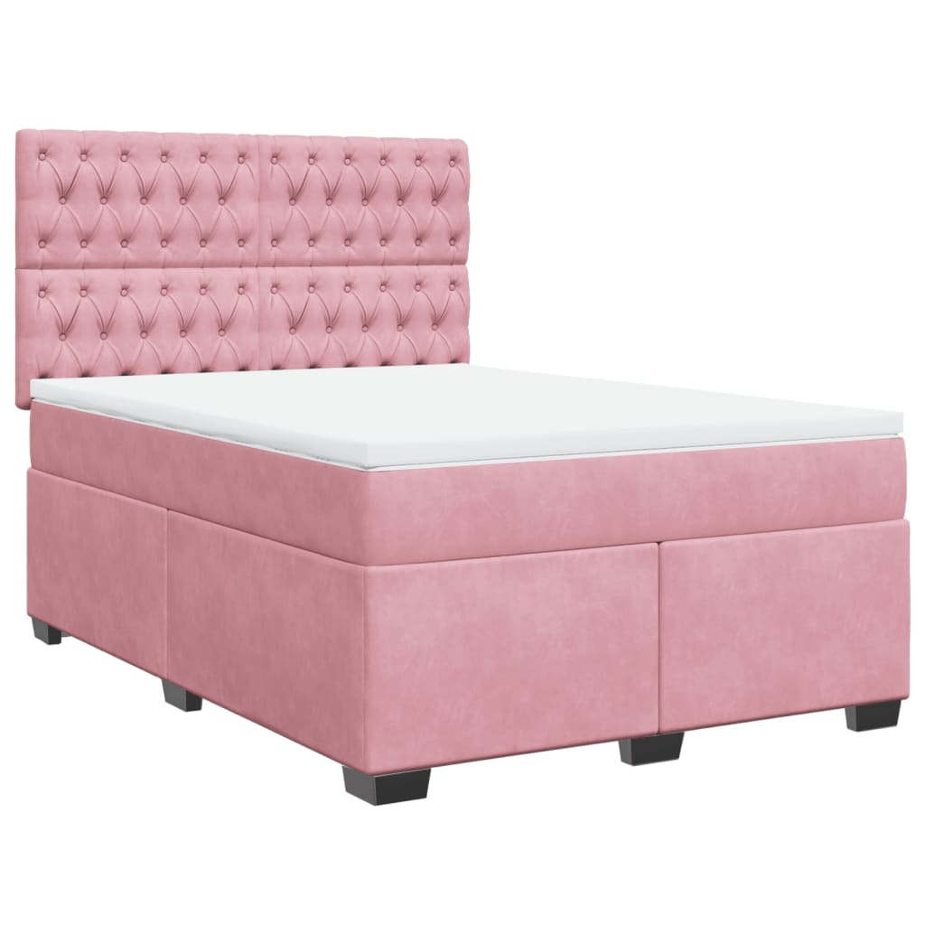 Giroletto a Molle con Materasso Rosa 140x200 cm in Velluto | homemem39