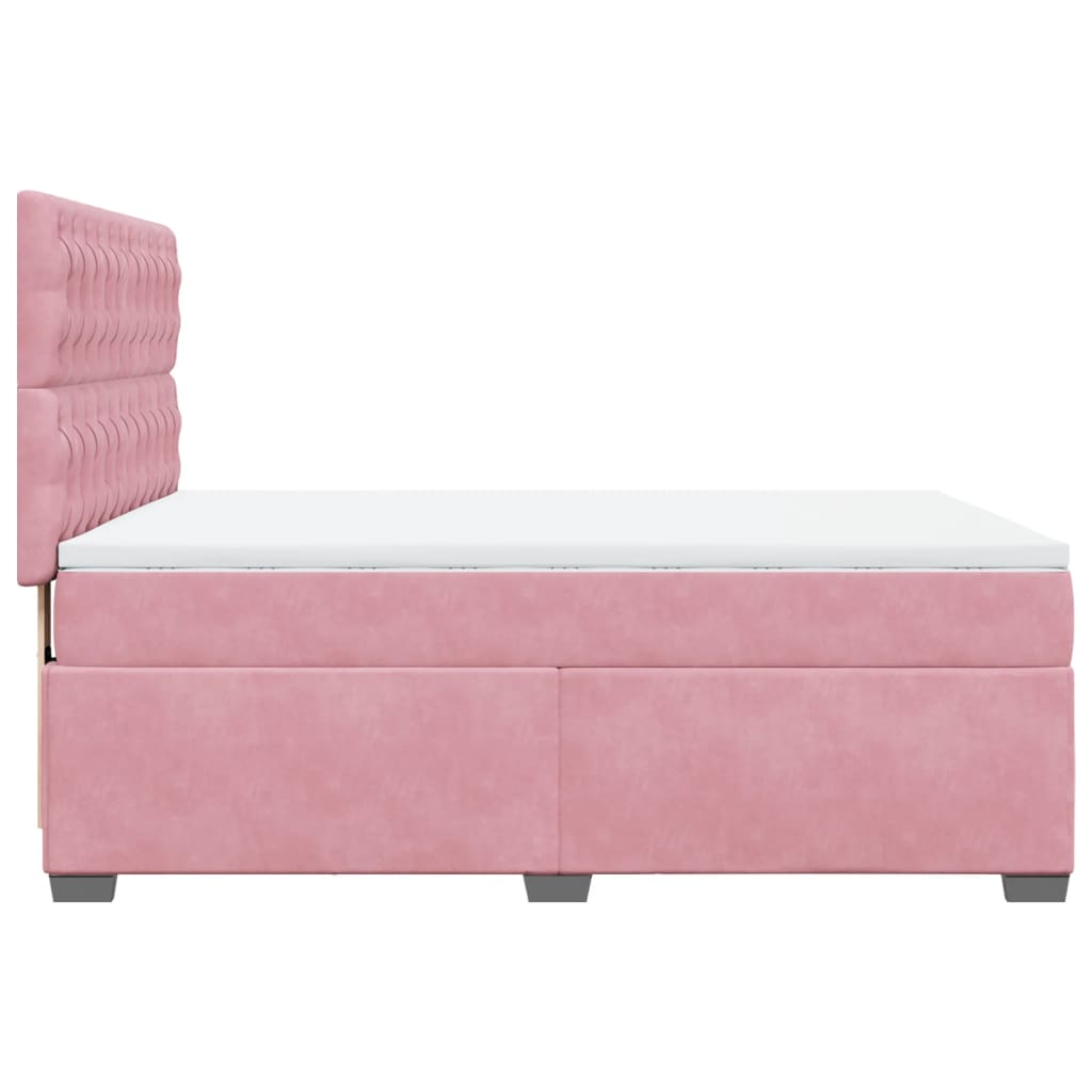 Giroletto a Molle con Materasso Rosa 140x200 cm in Velluto | homemem39