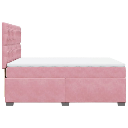Giroletto a Molle con Materasso Rosa 140x200 cm in Velluto | homemem39