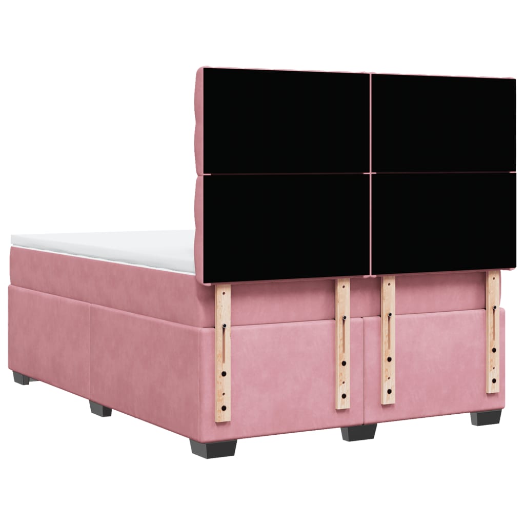 Giroletto a Molle con Materasso Rosa 140x200 cm in Velluto | homemem39
