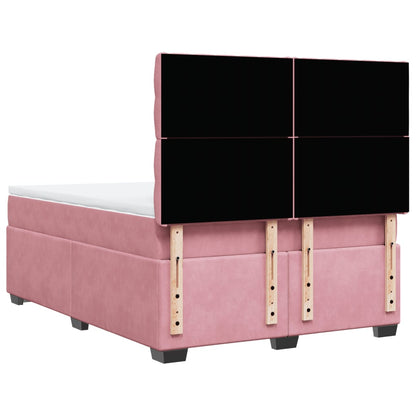 Giroletto a Molle con Materasso Rosa 140x200 cm in Velluto | homemem39