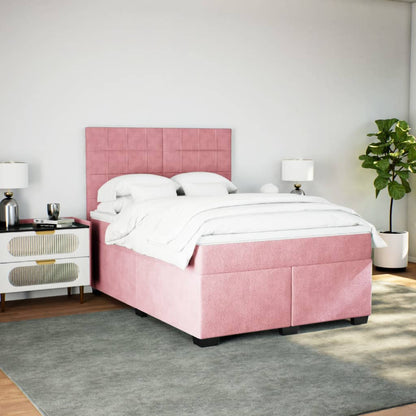 Giroletto a Molle con Materasso Rosa 160x200 cm in Velluto - homemem39