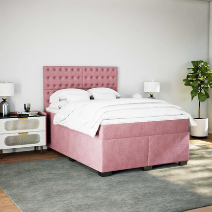 Giroletto a Molle con Materasso Rosa 160x200 cm in Velluto - homemem39