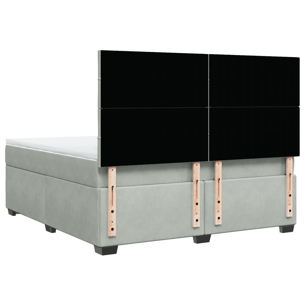 Giroletto a Molle con Materasso Grigio Chiaro 180x200cm Velluto - homemem39