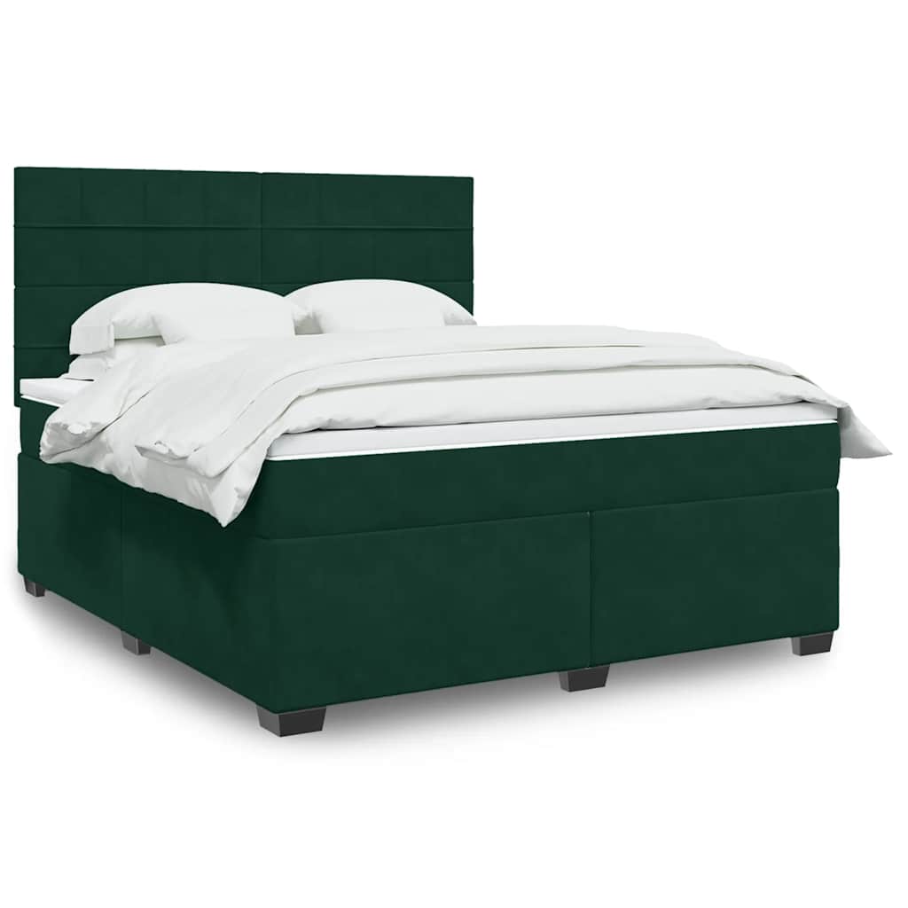 Giroletto a Molle con Materasso Verde Scuro 180x200 cm Velluto | homemem39