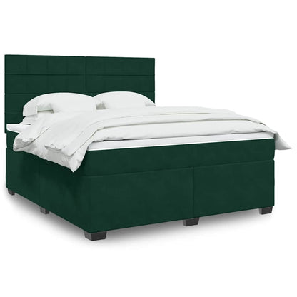Giroletto a Molle con Materasso Verde Scuro 180x200 cm Velluto | homemem39
