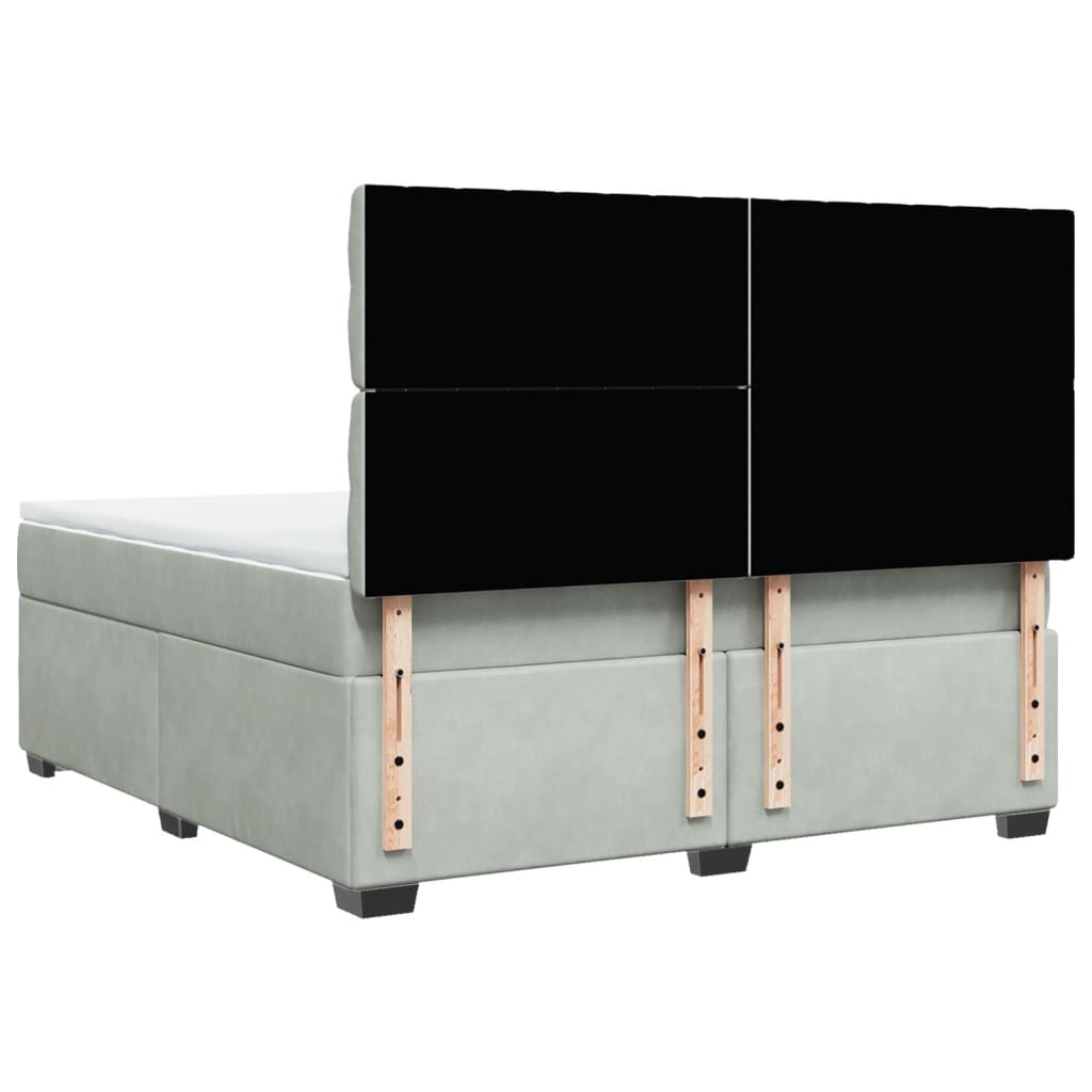 Giroletto a Molle con Materasso Grigio Chiaro 180x200cm Velluto - homemem39