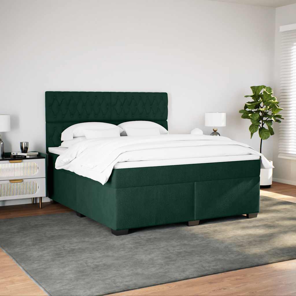 Giroletto a Molle con Materasso Verde Scuro 180x200 cm Velluto | homemem39