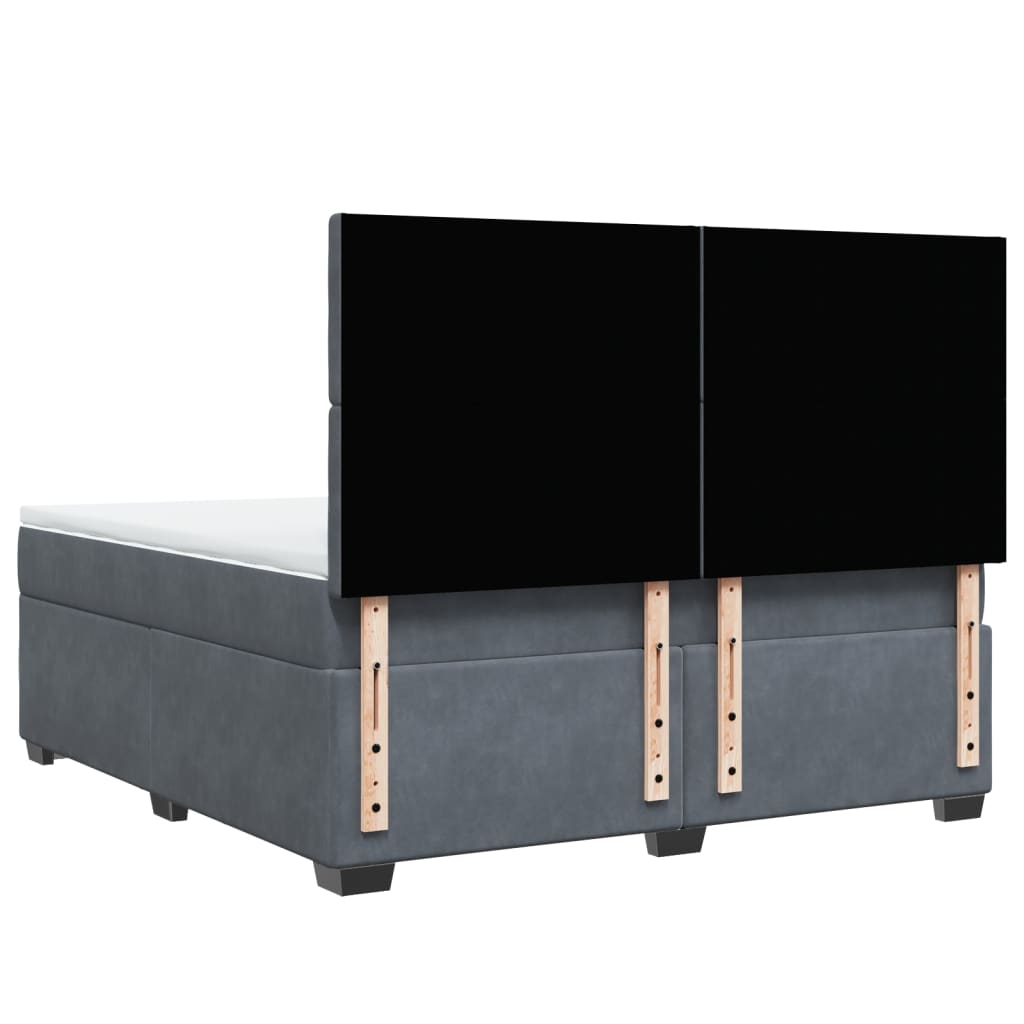 Giroletto a Molle con Materasso Grigio Scuro 180x200 cm Velluto - homemem39