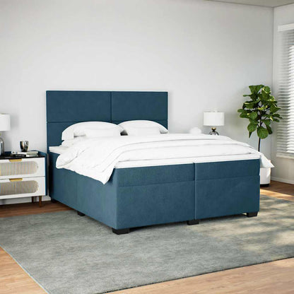 Giroletto a Molle con Materasso Blu 200x200 cm in Velluto | homemem39