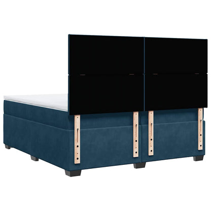 Giroletto a Molle con Materasso Blu 200x200 cm in Velluto | homemem39
