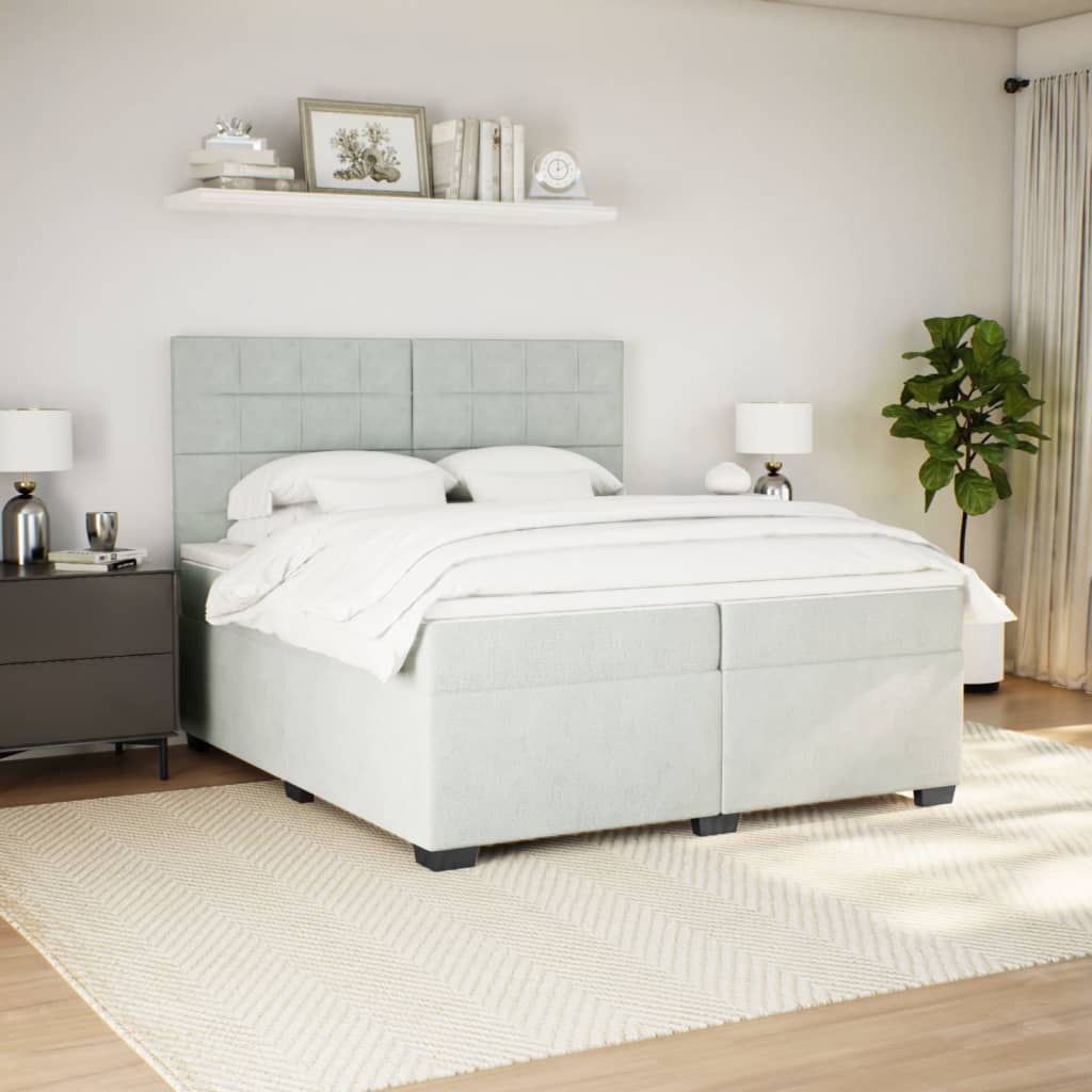 Giroletto a Molle con Materasso Grigio Chiaro 200x200cm Velluto | homemem39