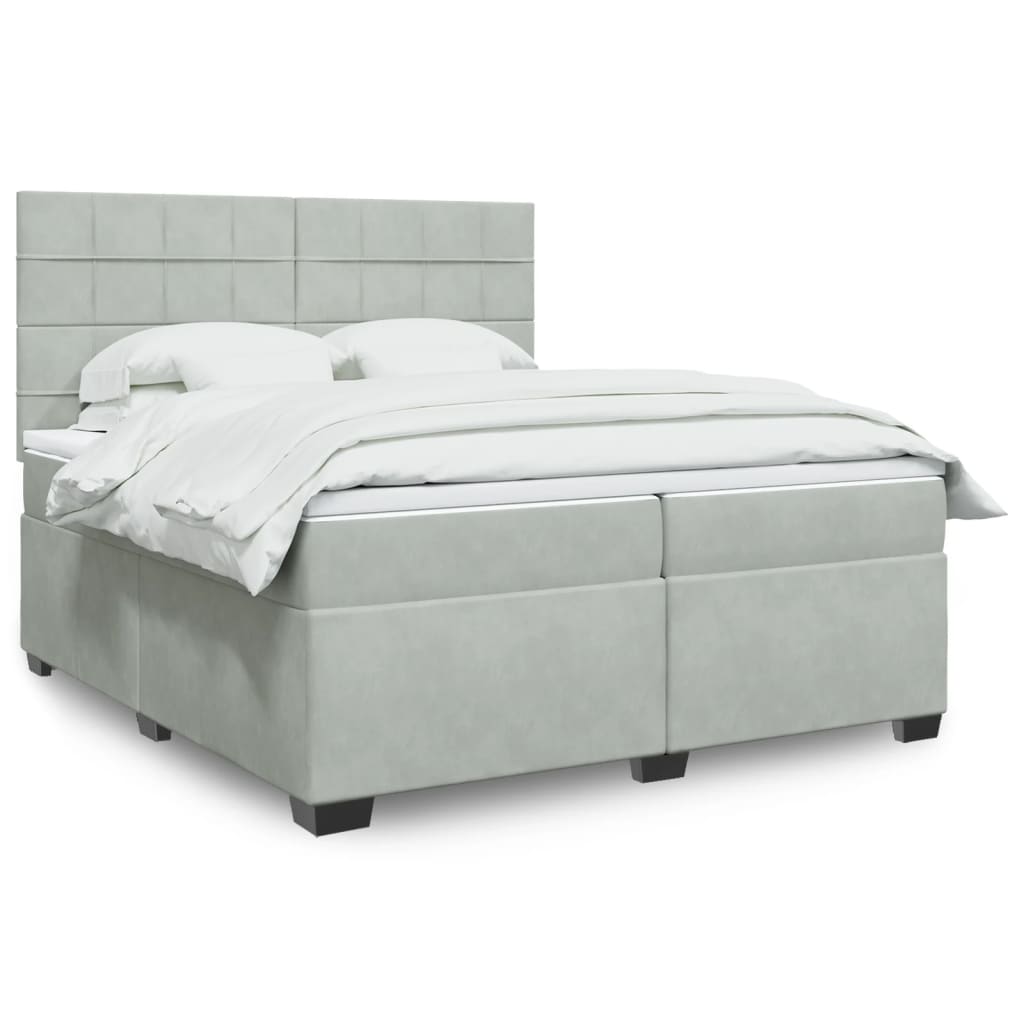 Giroletto a Molle con Materasso Grigio Chiaro 200x200cm Velluto | homemem39