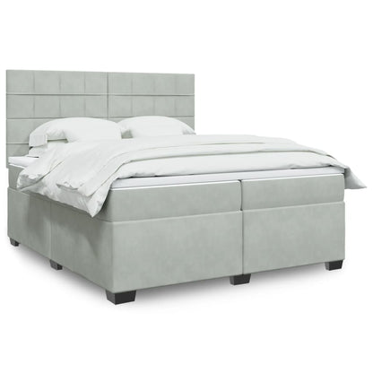 Giroletto a Molle con Materasso Grigio Chiaro 200x200cm Velluto | homemem39