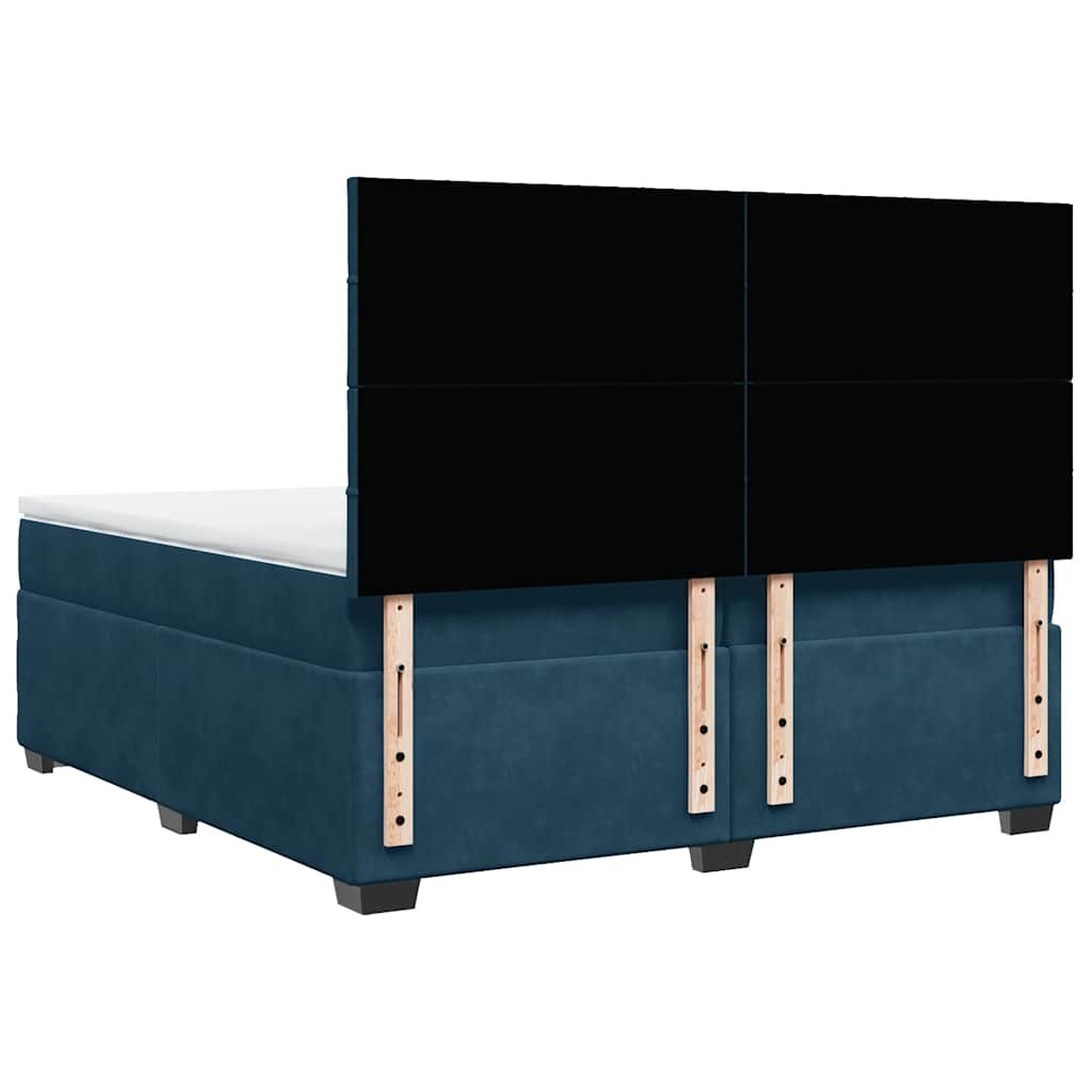 Giroletto a Molle con Materasso Blu 200x200 cm in Velluto | homemem39