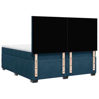 Giroletto a Molle con Materasso Blu 200x200 cm in Velluto | homemem39
