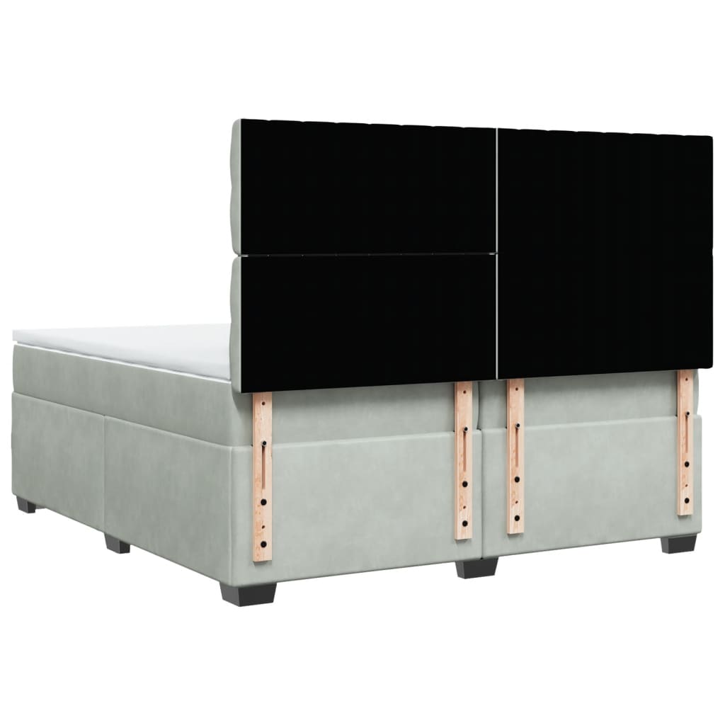 Giroletto a Molle con Materasso Grigio Chiaro 200x200cm Velluto - homemem39