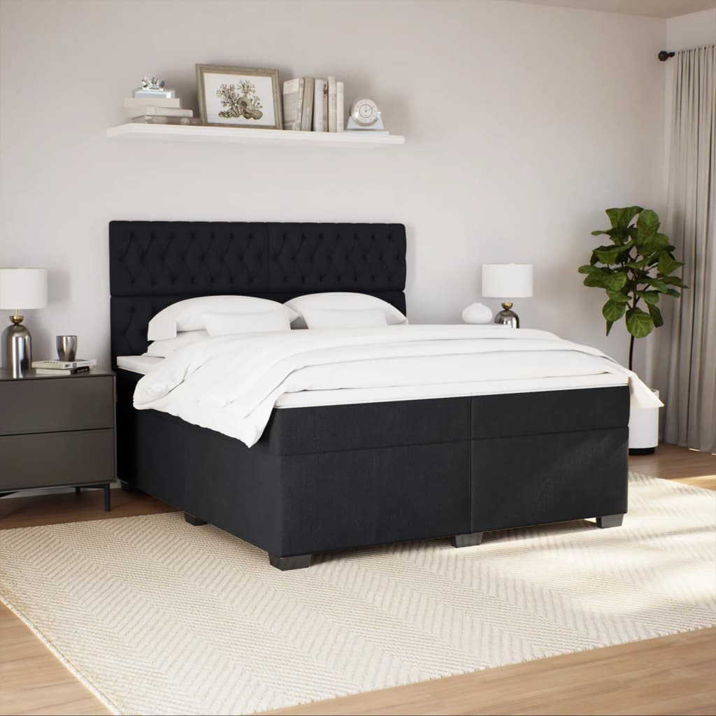 Giroletto a Molle con Materasso Nero 200x200 cm in Velluto - homemem39