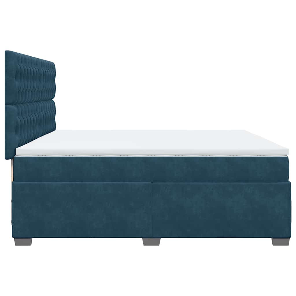 Giroletto a Molle con Materasso Blu 200x200 cm in Velluto | homemem39