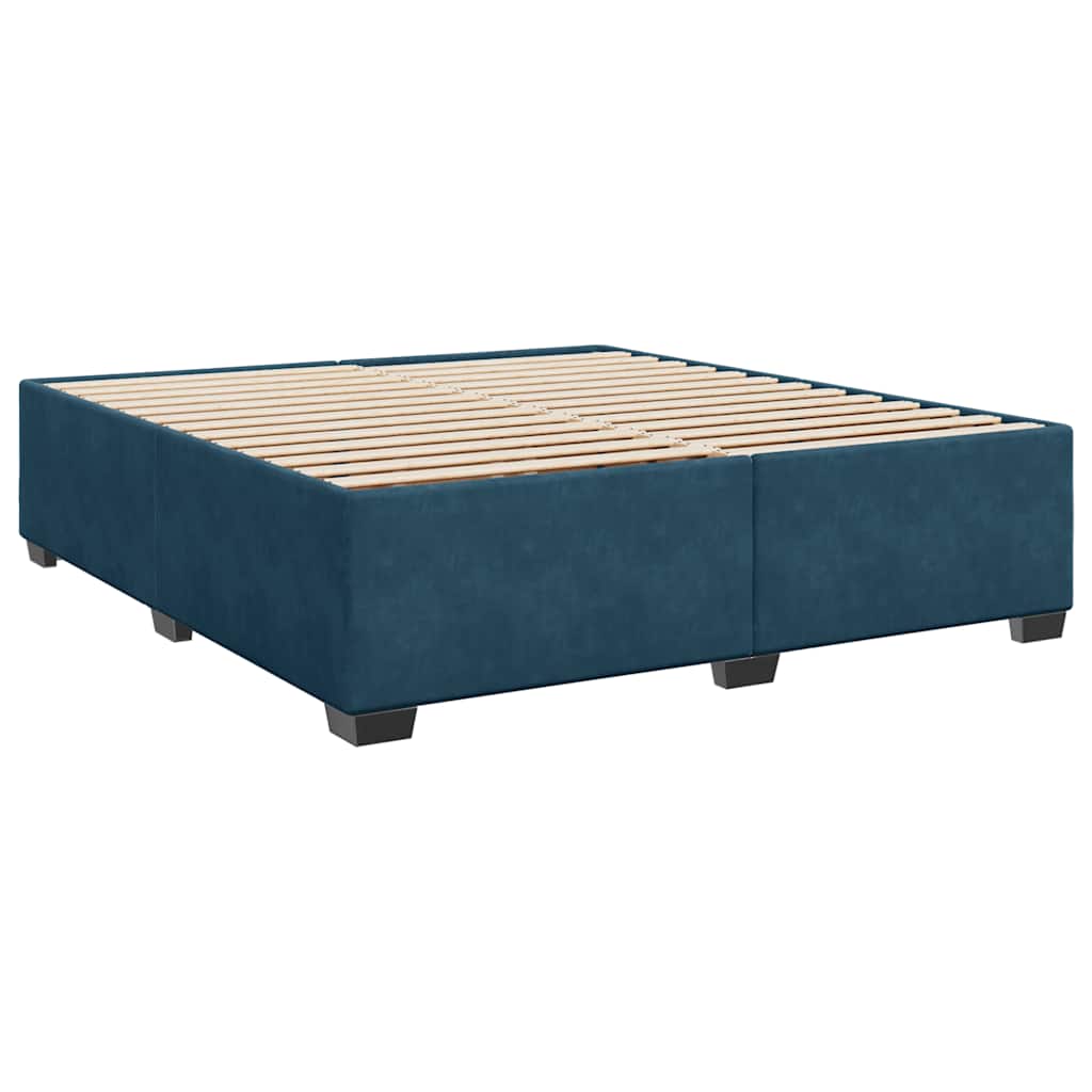Giroletto a Molle con Materasso Blu 200x200 cm in Velluto | homemem39