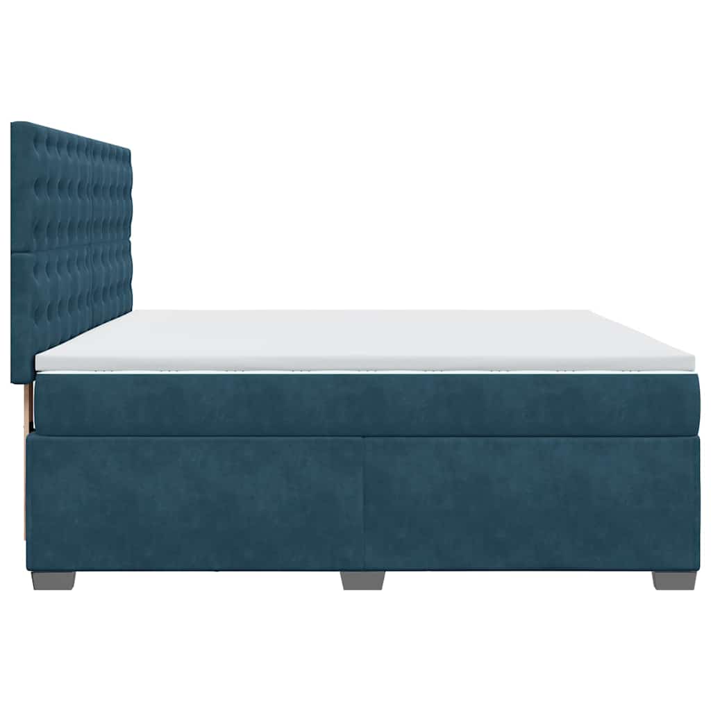 Giroletto a Molle con Materasso Blu 200x200 cm in Velluto | homemem39