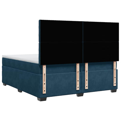 Giroletto a Molle con Materasso Blu 200x200 cm in Velluto | homemem39