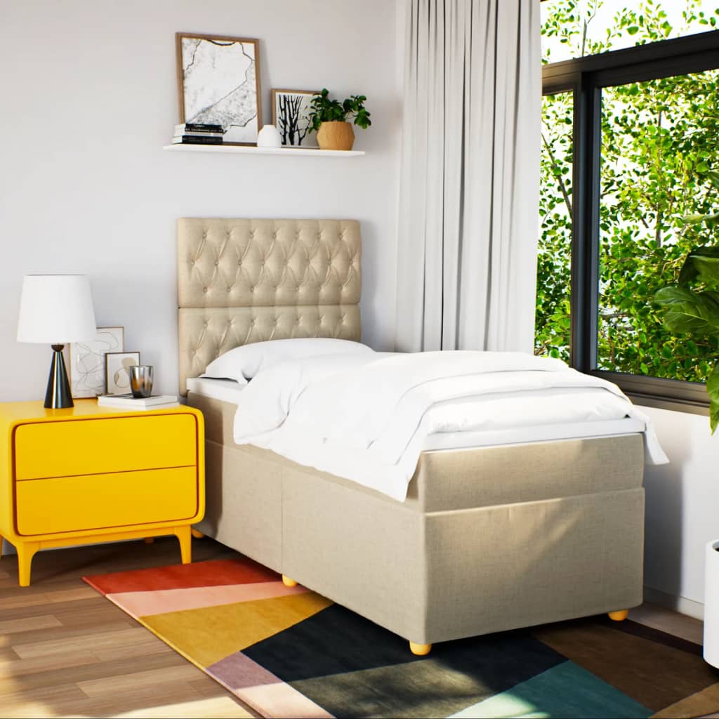 Giroletto a Molle con Materasso Crema 80x200 cm inTessuto | homemem39