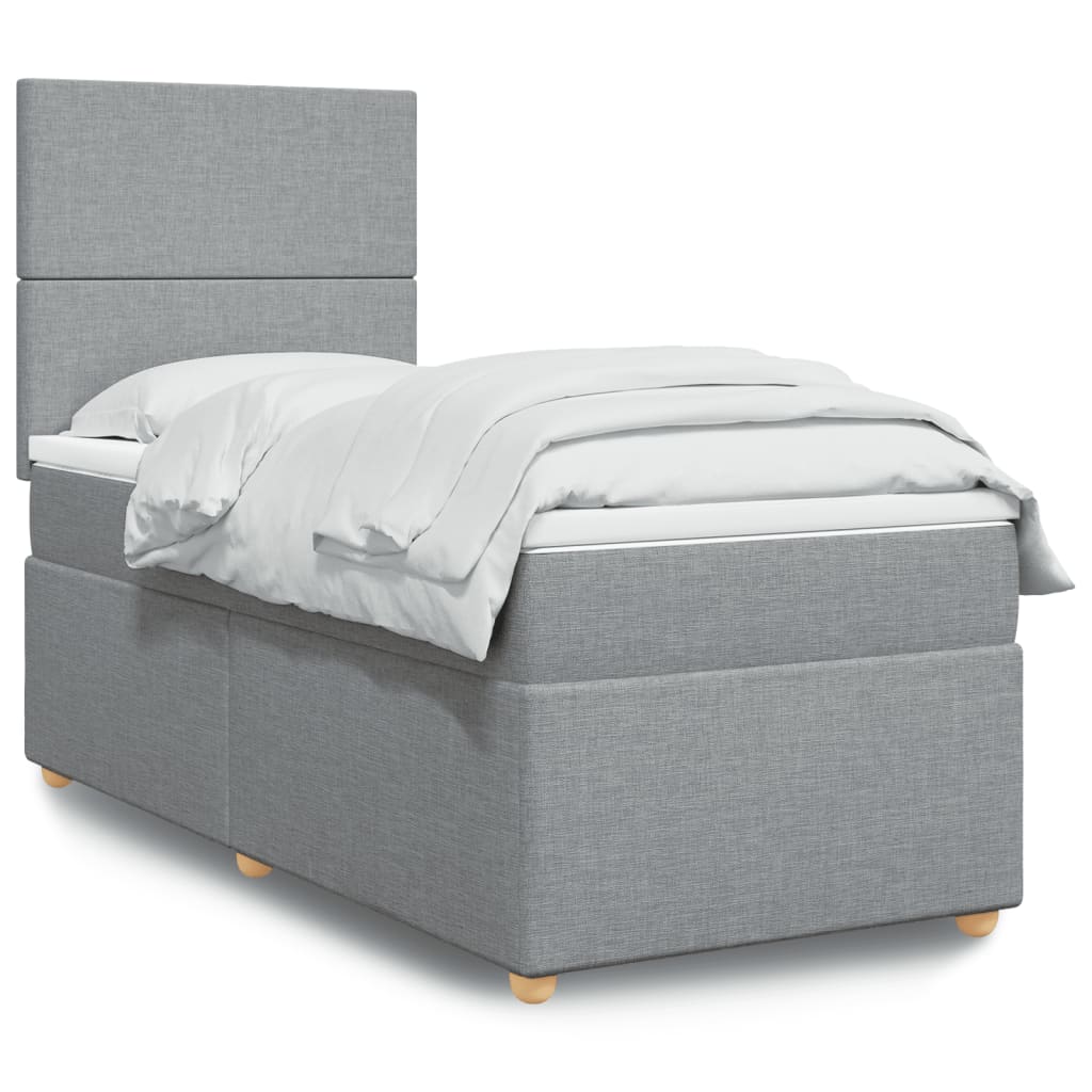 Giroletto a Molle con Materasso Grigio Chiaro 90x190 cm Tessuto