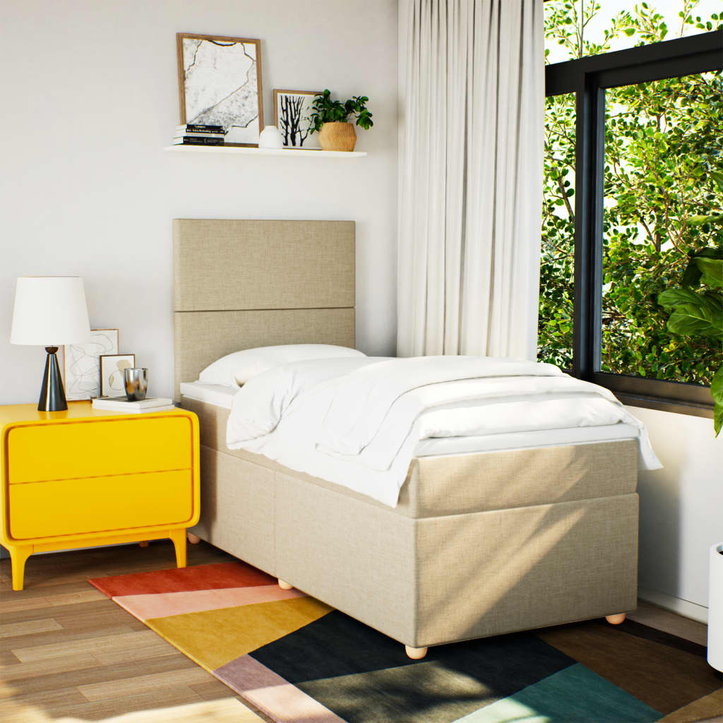 Giroletto a Molle con Materasso Crema 90x190 cm in Tessuto | homemem39