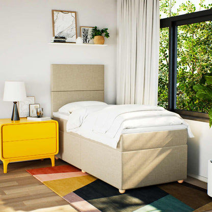 Giroletto a Molle con Materasso Crema 90x190 cm in Tessuto | homemem39