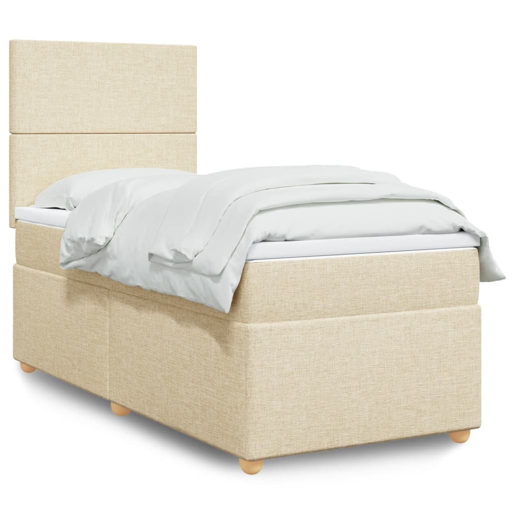 Giroletto a Molle con Materasso Crema 90x190 cm in Tessuto | homemem39