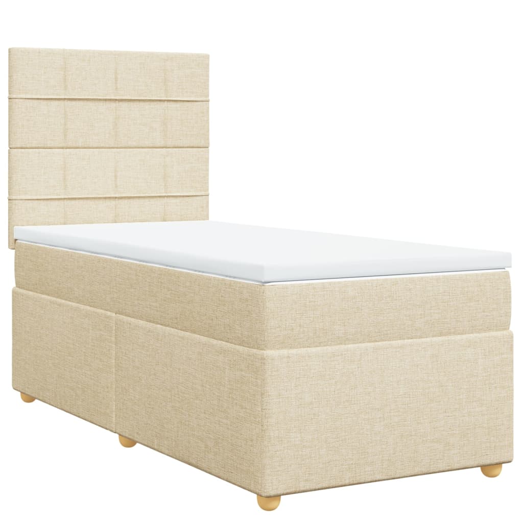 Giroletto a Molle con Materasso Crema 90x190 cm in Tessuto | homemem39