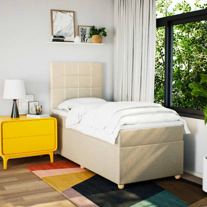 Giroletto a Molle con Materasso Crema 90x190 cm in Tessuto | homemem39