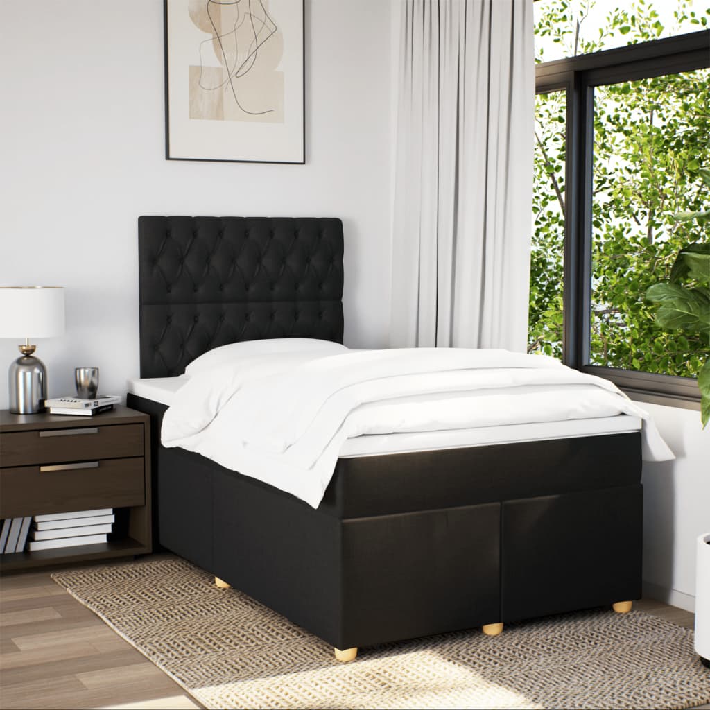 Giroletto a Molle con Materasso Nero 120x190 cm in Tessuto | homemem39