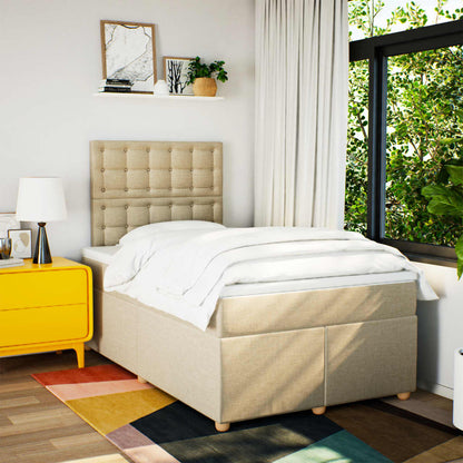 Giroletto a Molle con Materasso Crema 120x200 cm in Tessuto - homemem39