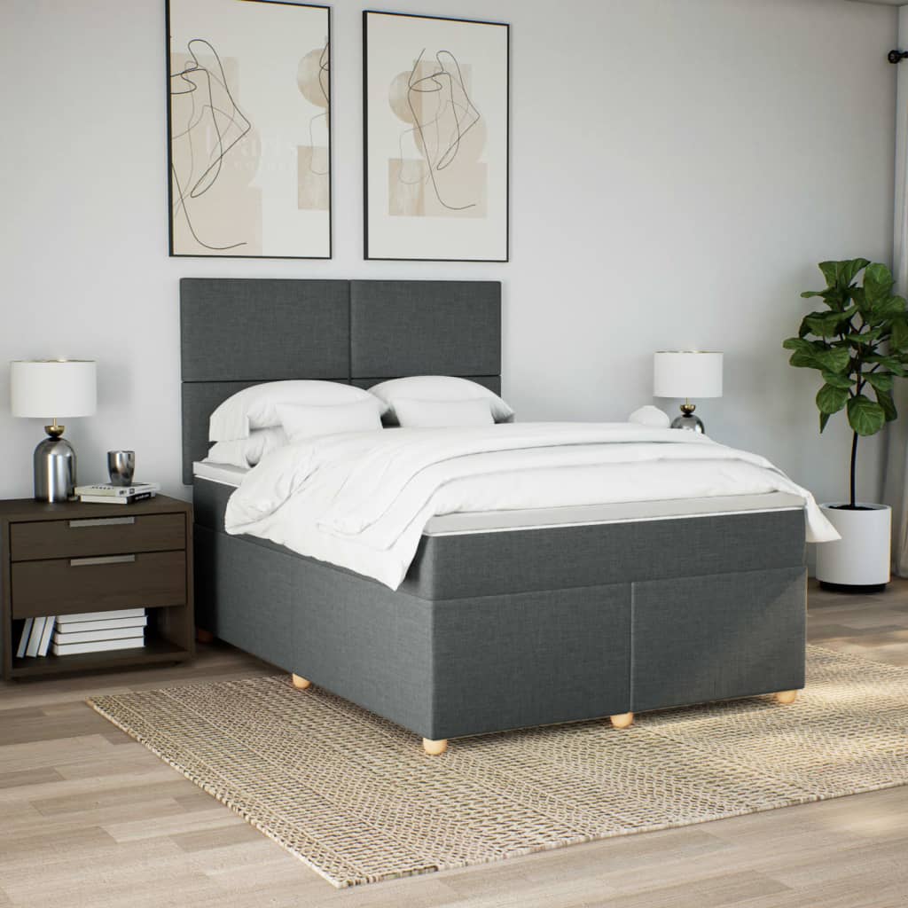 Giroletto a Molle con Materasso Grigio Scuro 140x190 cm Tessuto