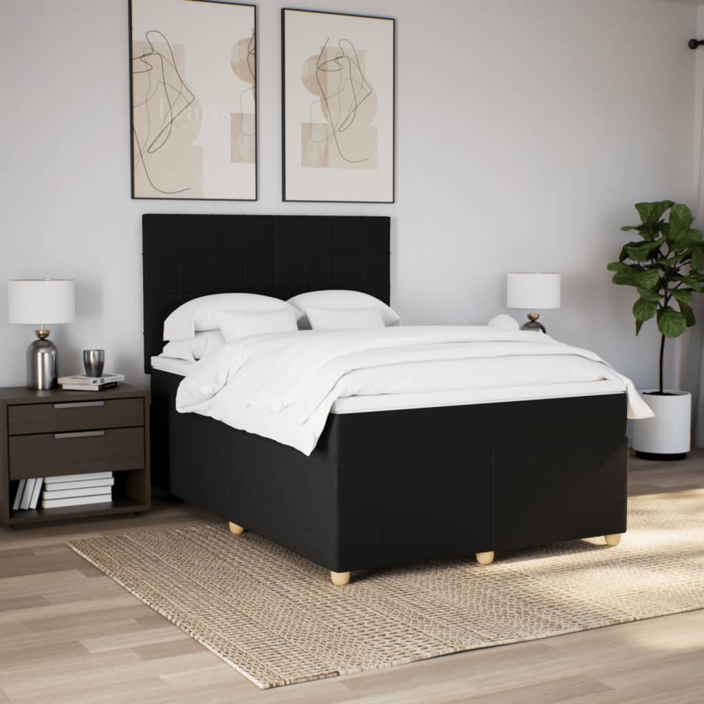 Giroletto a Molle con Materasso Nero 140x190 cm in Tessuto | homemem39