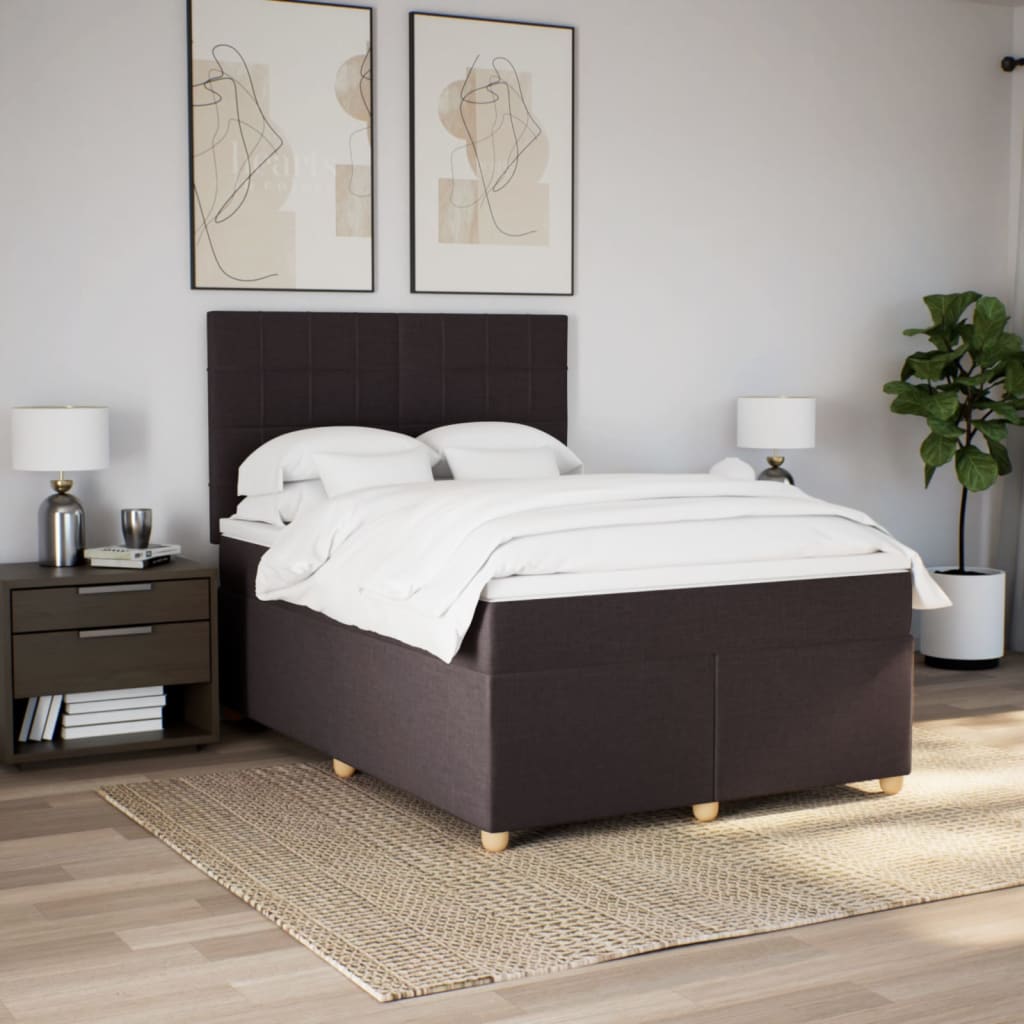 Giroletto a Molle con Materasso Marrone Scuro 140x190cm Tessuto | homemem39