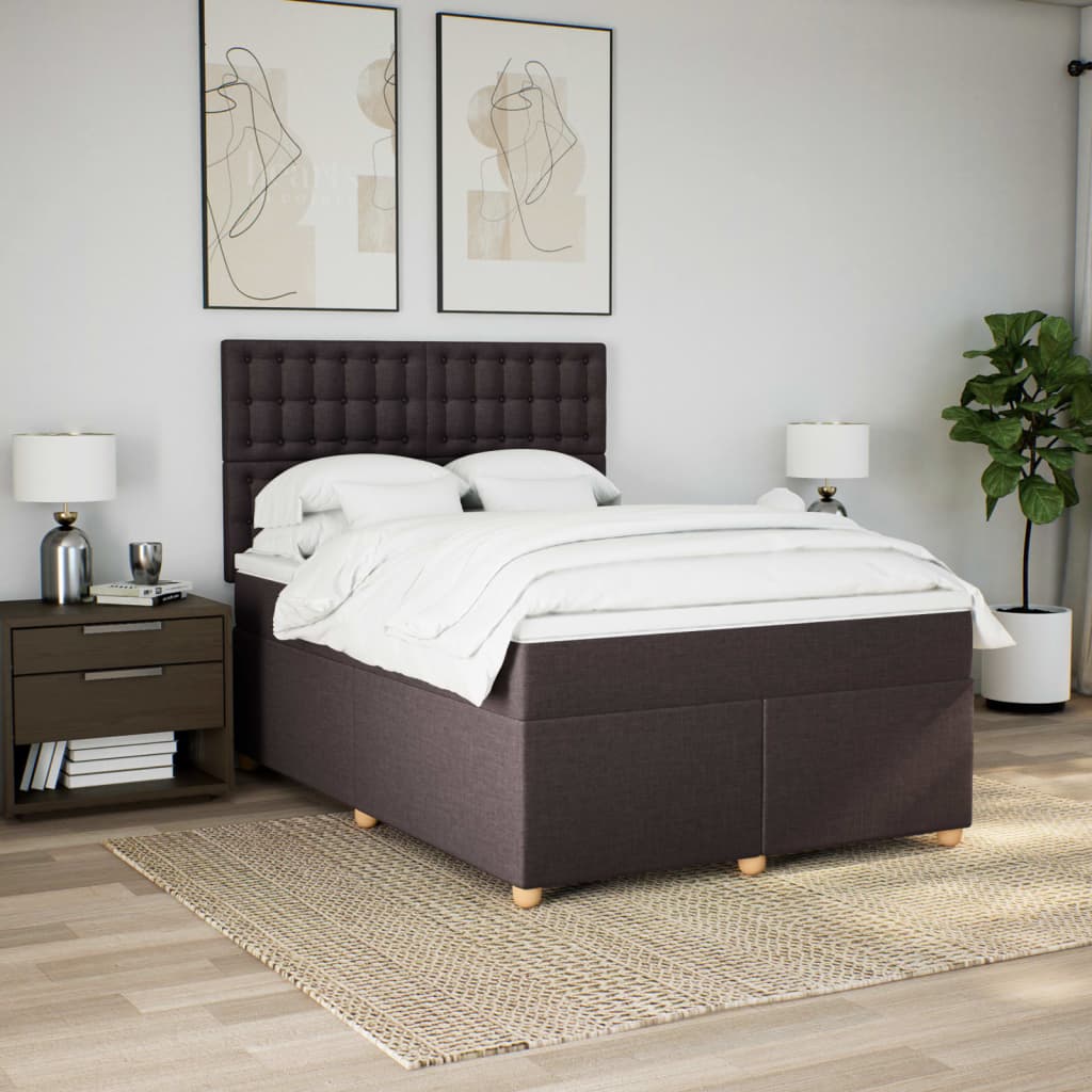 Giroletto a Molle con Materasso Marrone Scuro 140x190cm Tessuto | homemem39