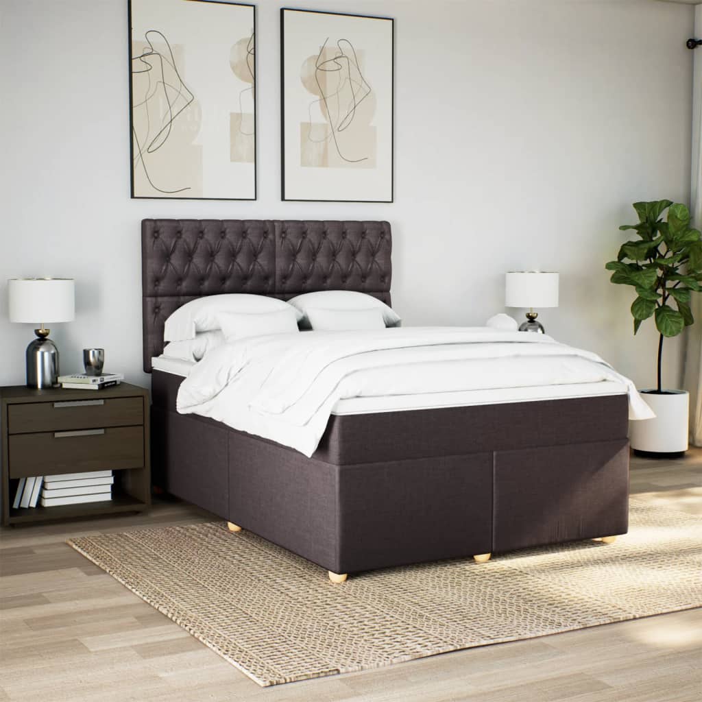Giroletto a Molle con Materasso Marrone Scuro 140x200cm Tessuto | homemem39