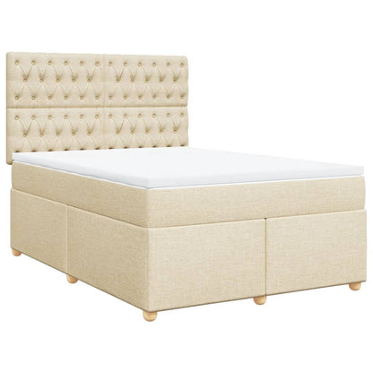 Giroletto a Molle con Materasso Crema 160x200 cm in Tessuto | homemem39