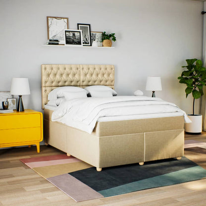 Giroletto a Molle con Materasso Crema 160x200 cm in Tessuto | homemem39