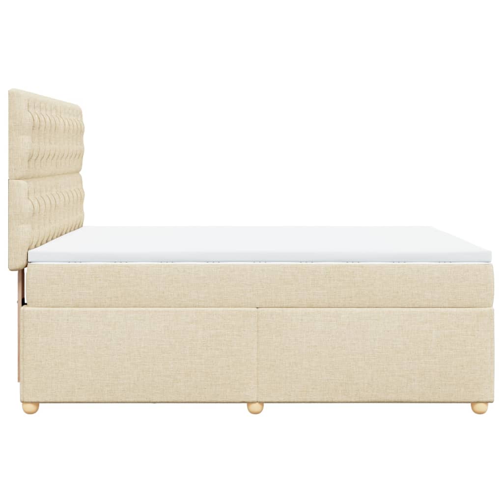 Giroletto a Molle con Materasso Crema 160x200 cm in Tessuto | homemem39