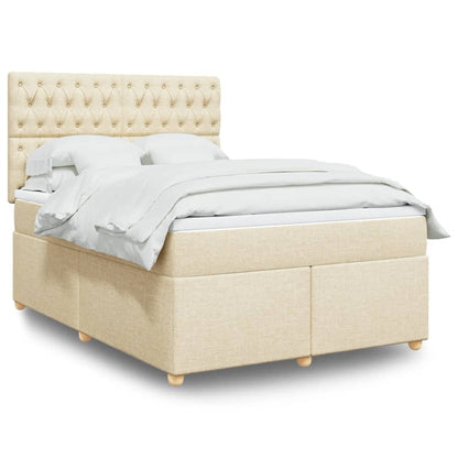 Giroletto a Molle con Materasso Crema 160x200 cm in Tessuto | homemem39